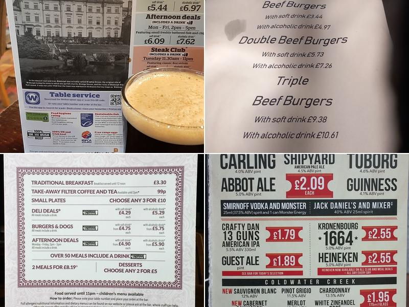The Bradley Green - JD Wetherspoon Menu