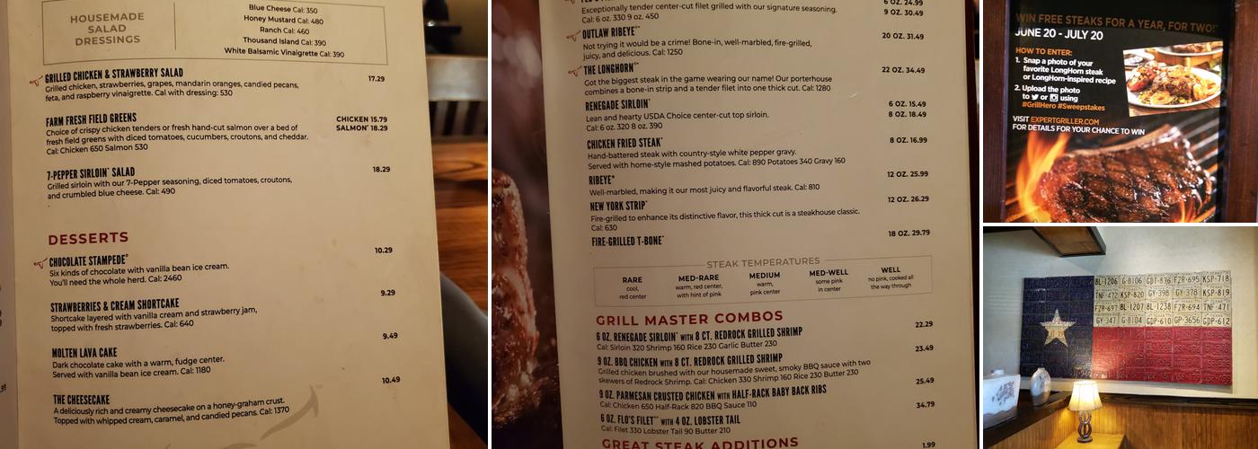 LongHorn Steakhouse Menu