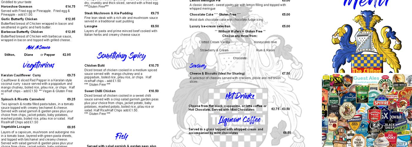 Clifford Arms Menu