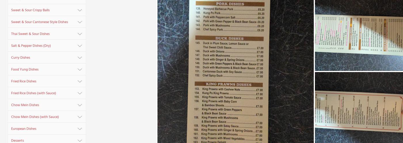 Chinese Gourmet Take Away Menu