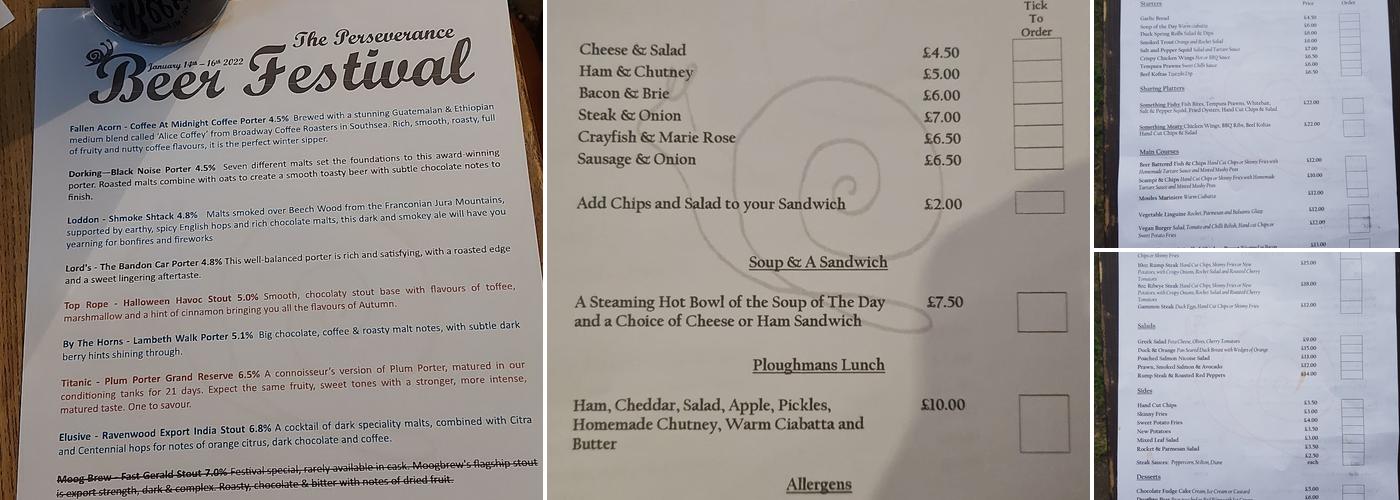 The Perseverance Menu