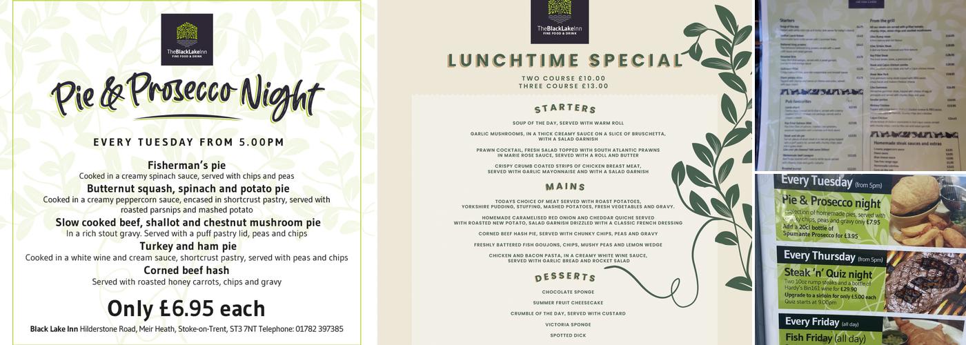 The Black Lake Inn Menu