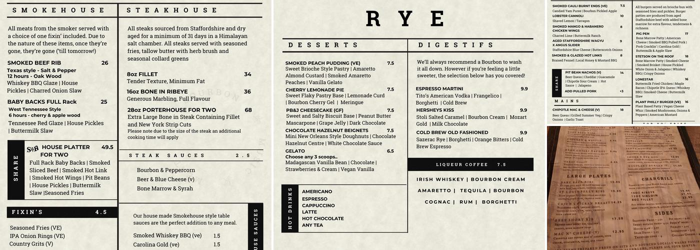 Smoke & Rye Menu
