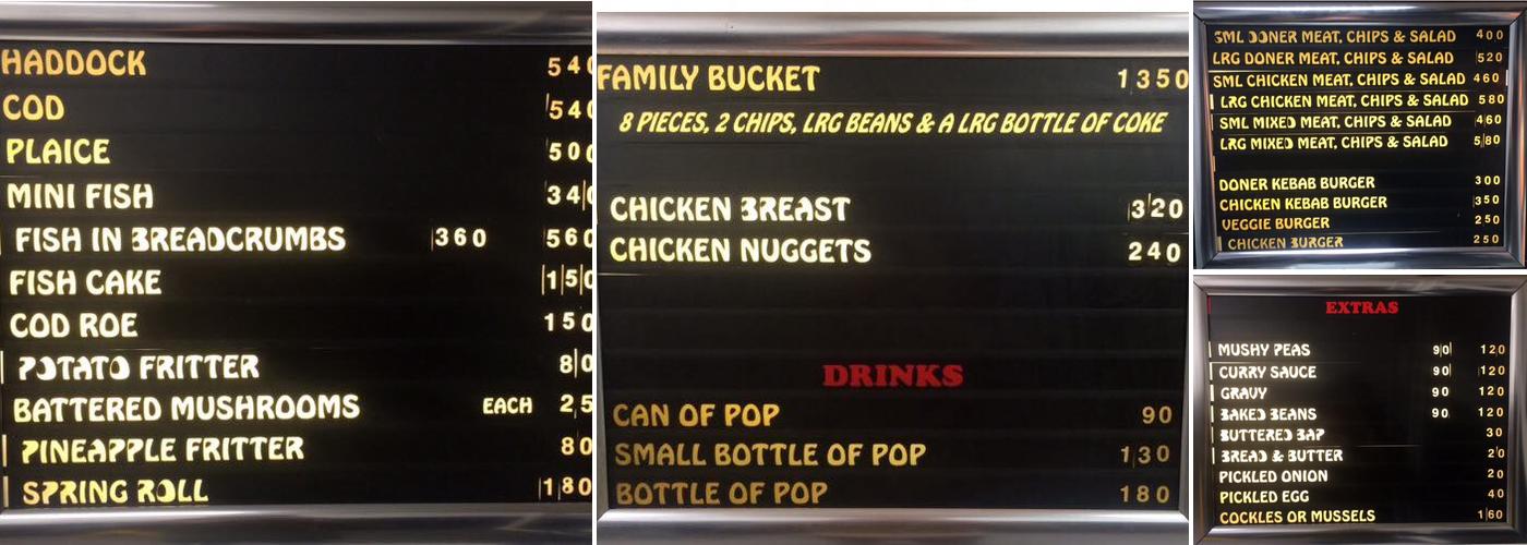 Walton Fish Bar Menu