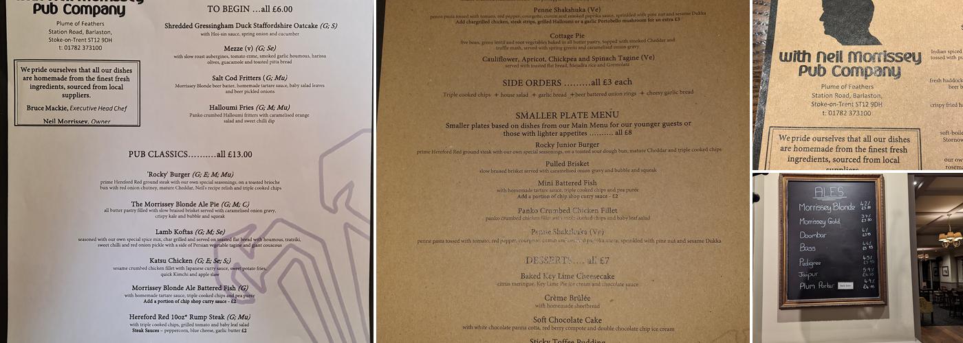 The Plume of Feathers- With Neil Morrissey Menu