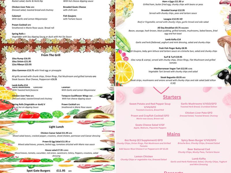 The Spotgate Inn Menu