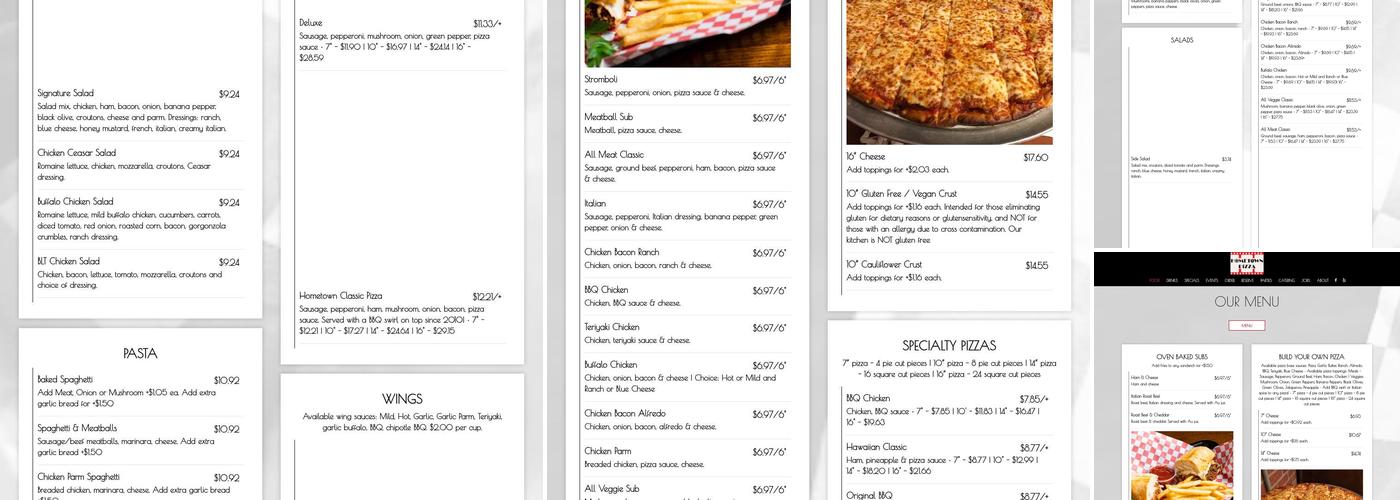 Hometown Classic Pizza Menu