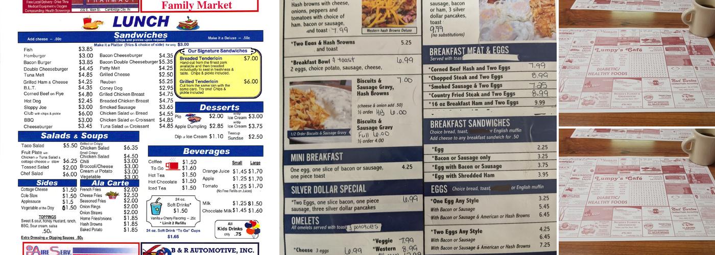 Lumpy's Restaurant Menu