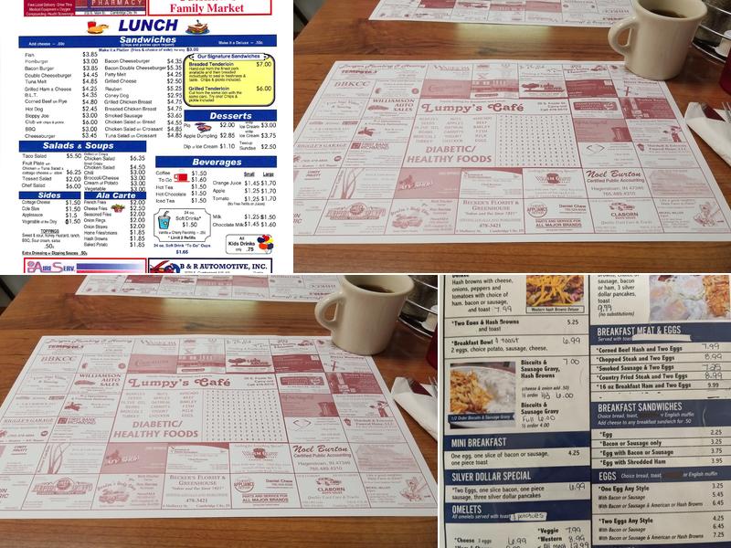 Lumpy's Restaurant Menu