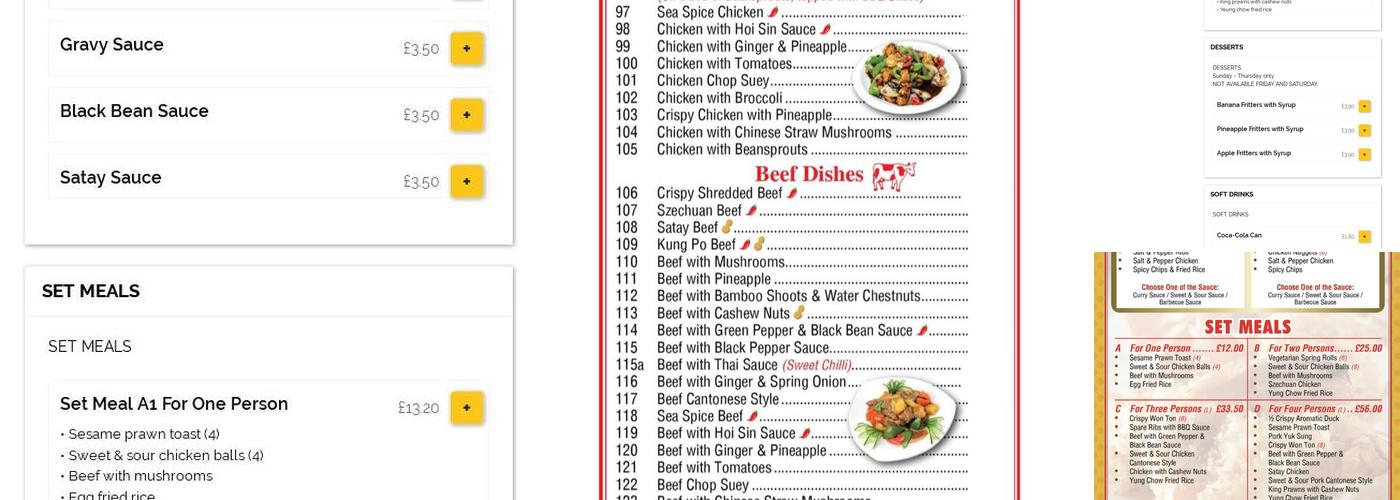 Wing Lok Chinese Takeaway Menu