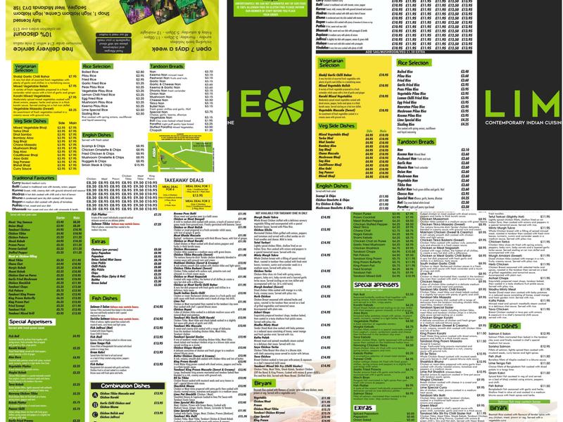 Lime Contemporary Indian Cuisine Menu