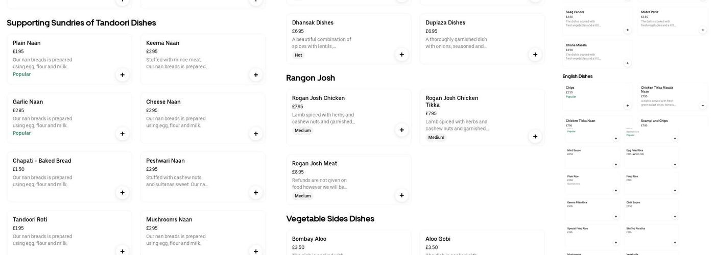 Le Raj Indian Cuisine Menu