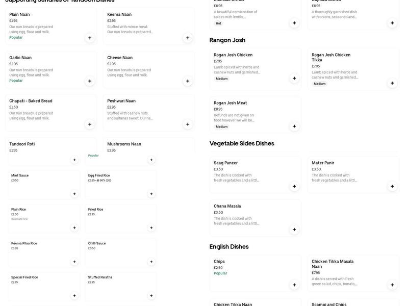 Le Raj Indian Cuisine Menu