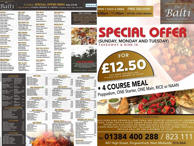 The Balti Restaurant Menu