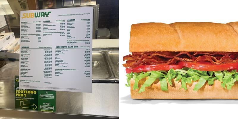 Subway Menu