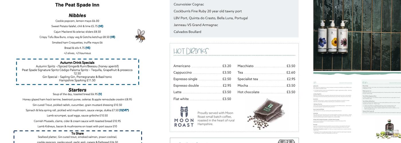 Peat Spade Pub & Dining Menu