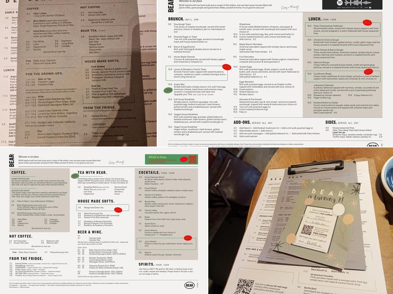 BEAR - Uttoxeter Menu