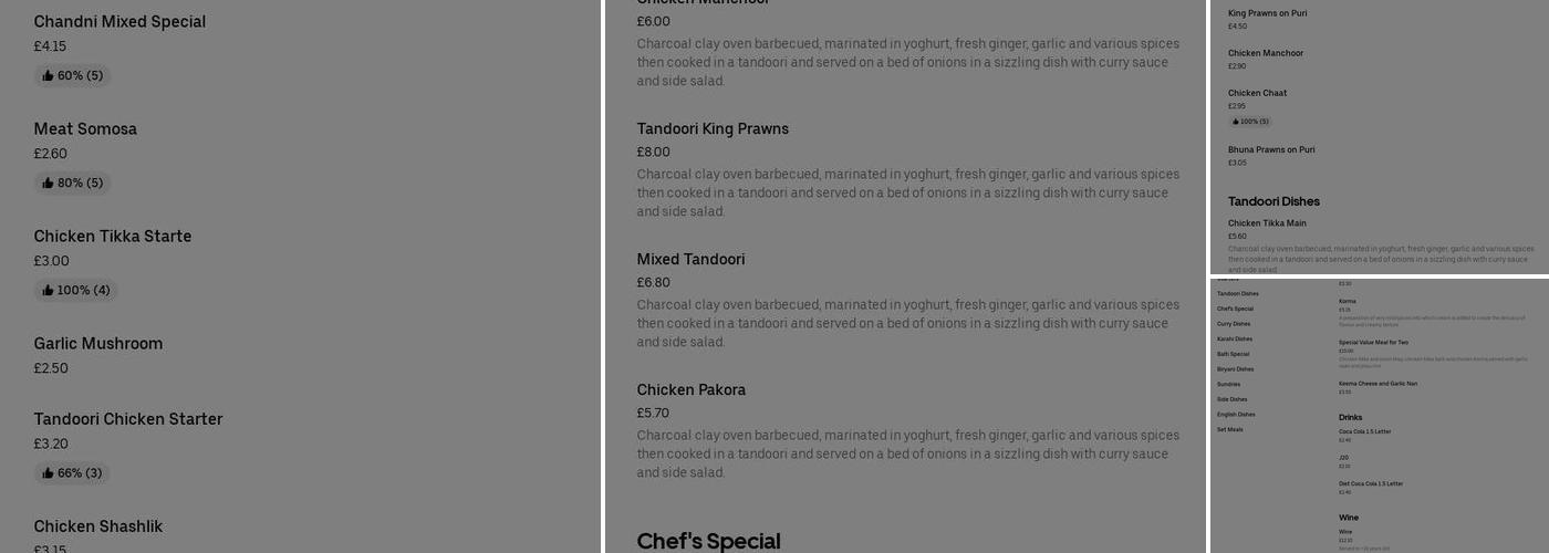 Chandni Cottage Menu