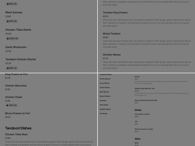 Chandni Cottage Menu