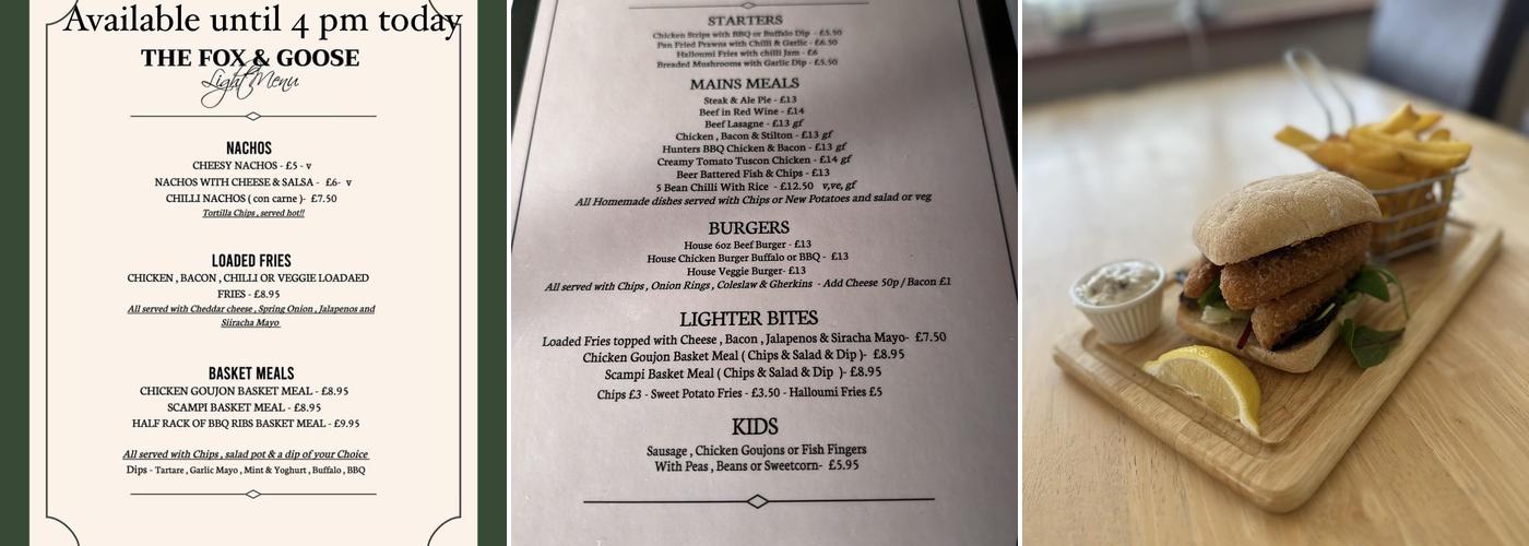 Fox and Goose Menu