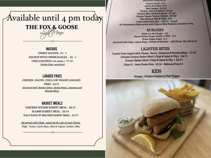 Fox and Goose Menu