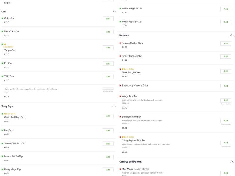 Funky Chicken Meir Menu