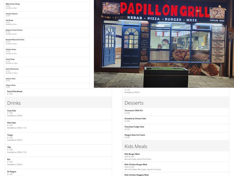 Papillon Grill & Pizza Menu