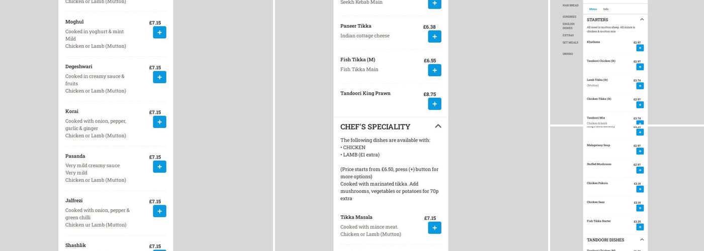 Balti King Take Away Menu