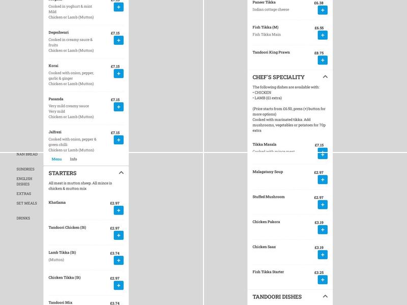 Balti King Take Away Menu