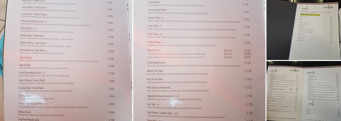 Masala Jack's Menu