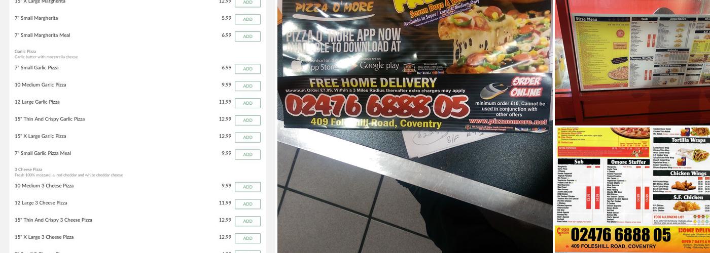 Pizza Omore (Foleshill Coventry) Menu