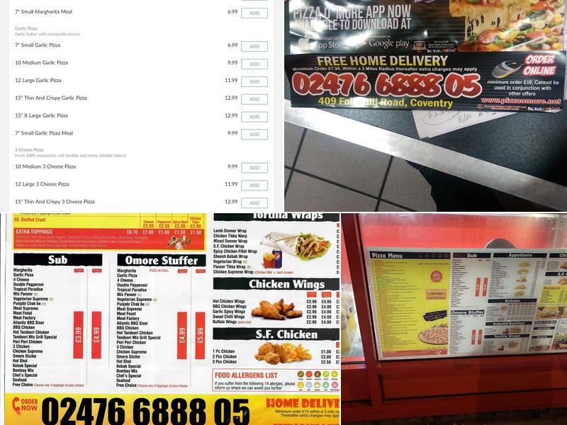Pizza Omore (Foleshill Coventry) Menu