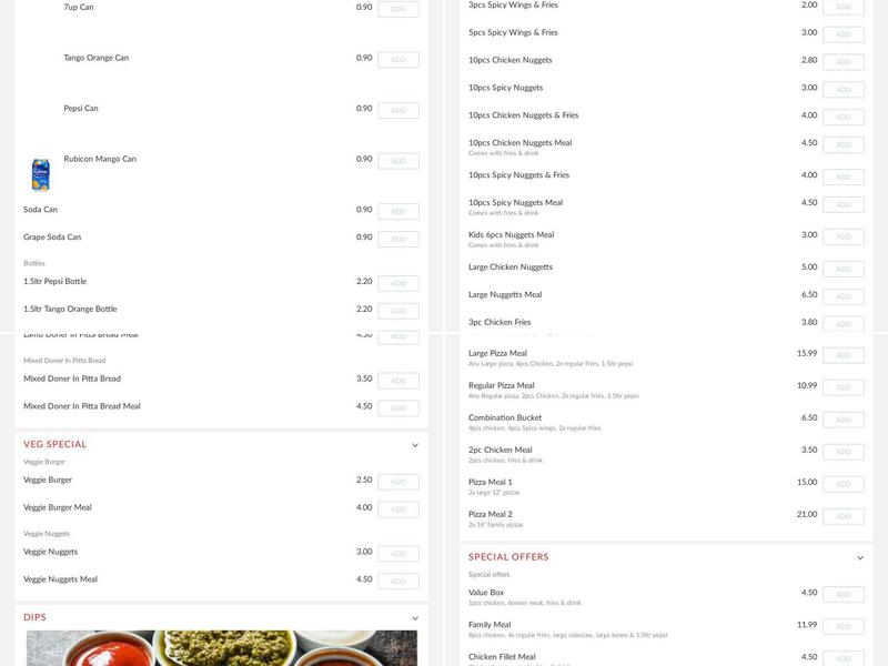 Eastern Fried Chicken Menu