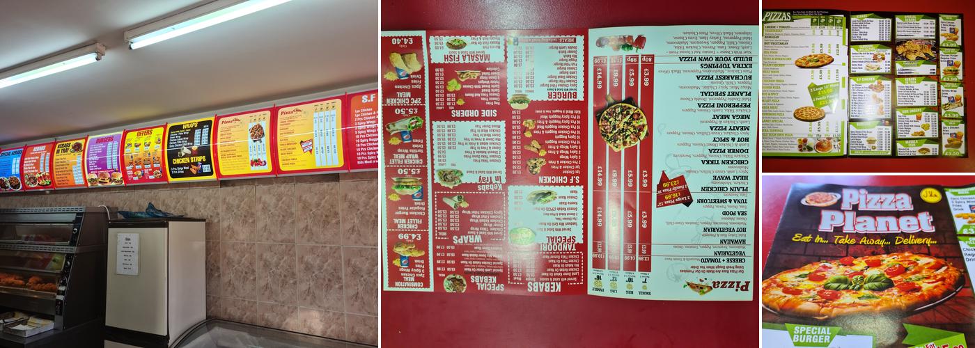Pizza Planet Menu