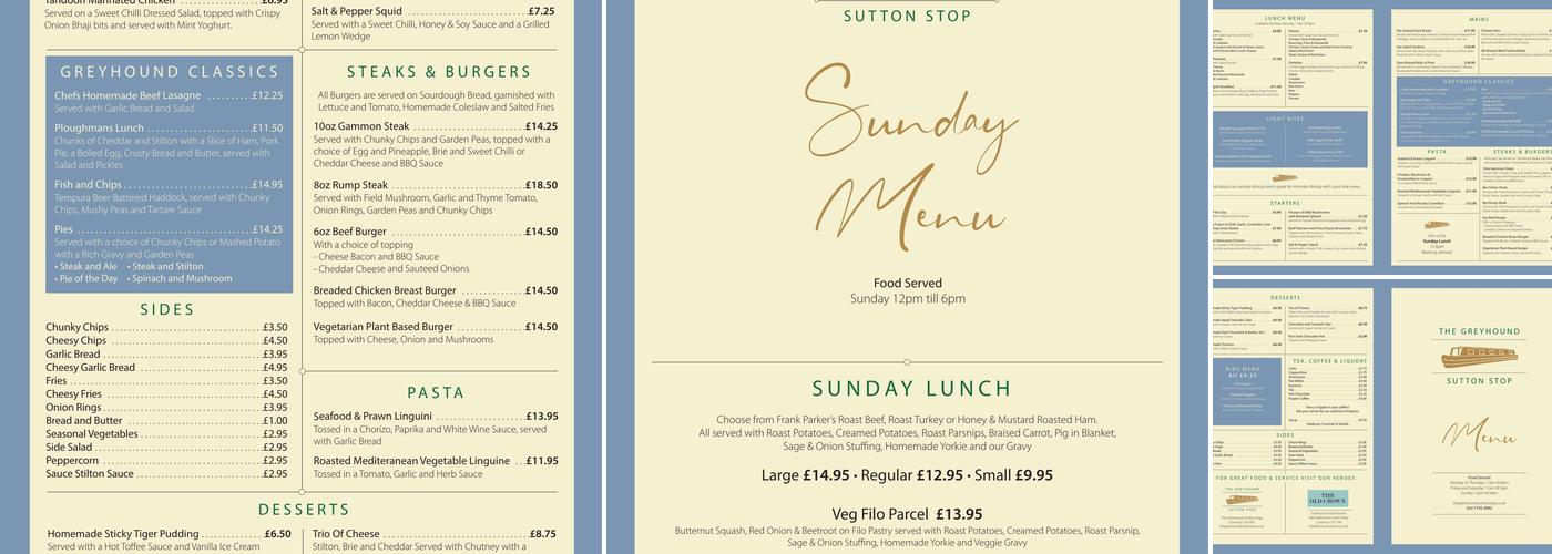 The Greyhound Inn Menu
