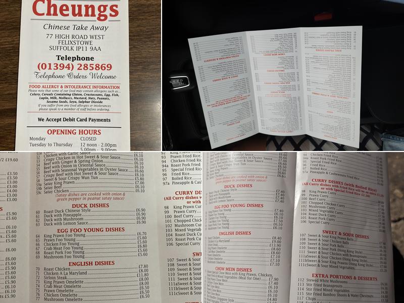 Cheungs Menu