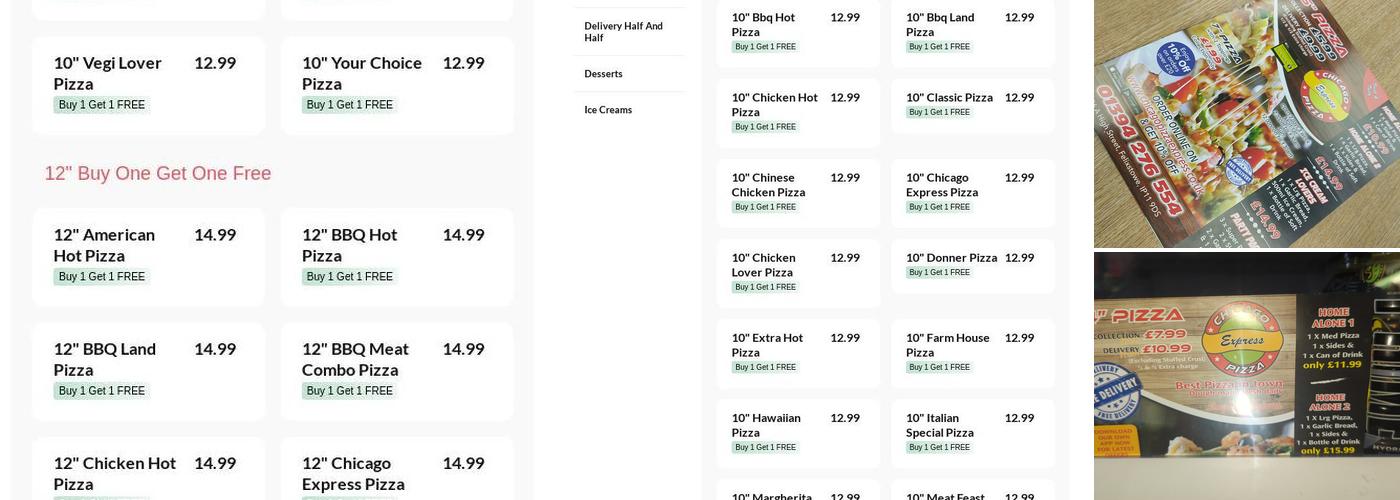 Chicago Express Pizza Menu