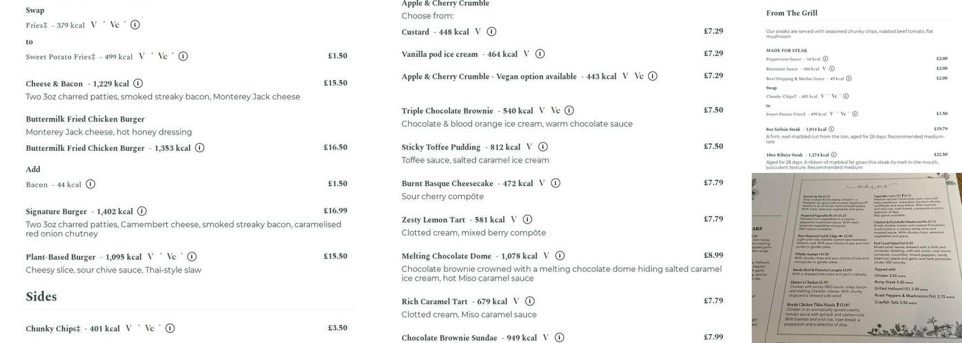 Clock Warehouse Menu