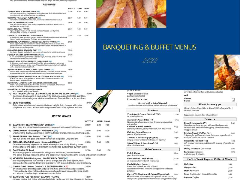 Berties Restaurant Menu