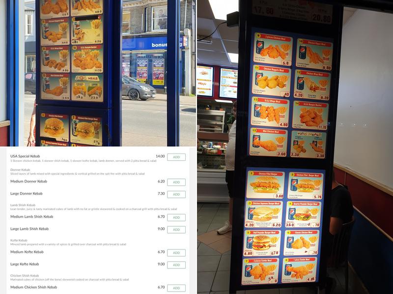 U.S.A. Fried Chicken & Burgers Menu