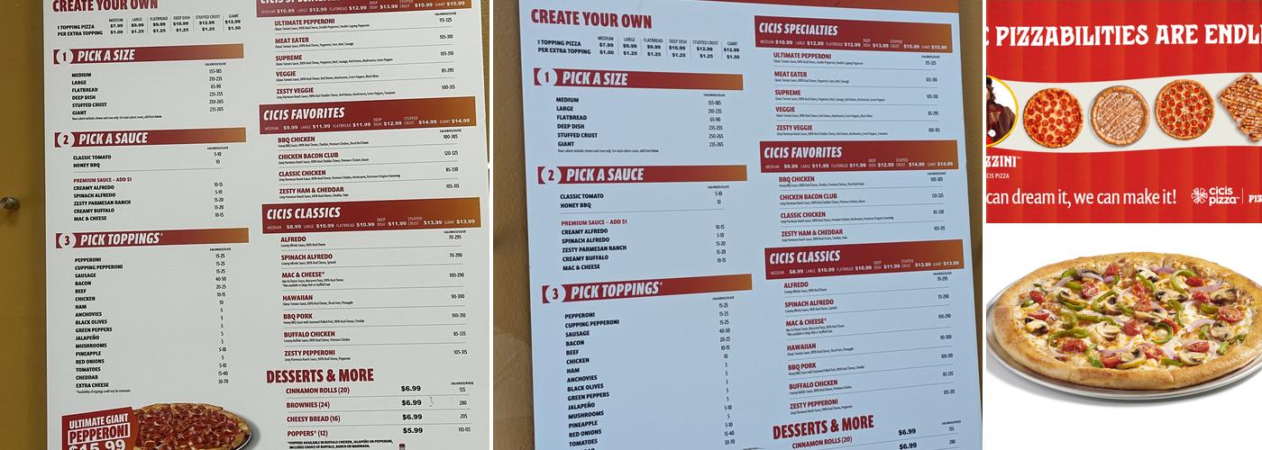 Cicis Pizza Menu