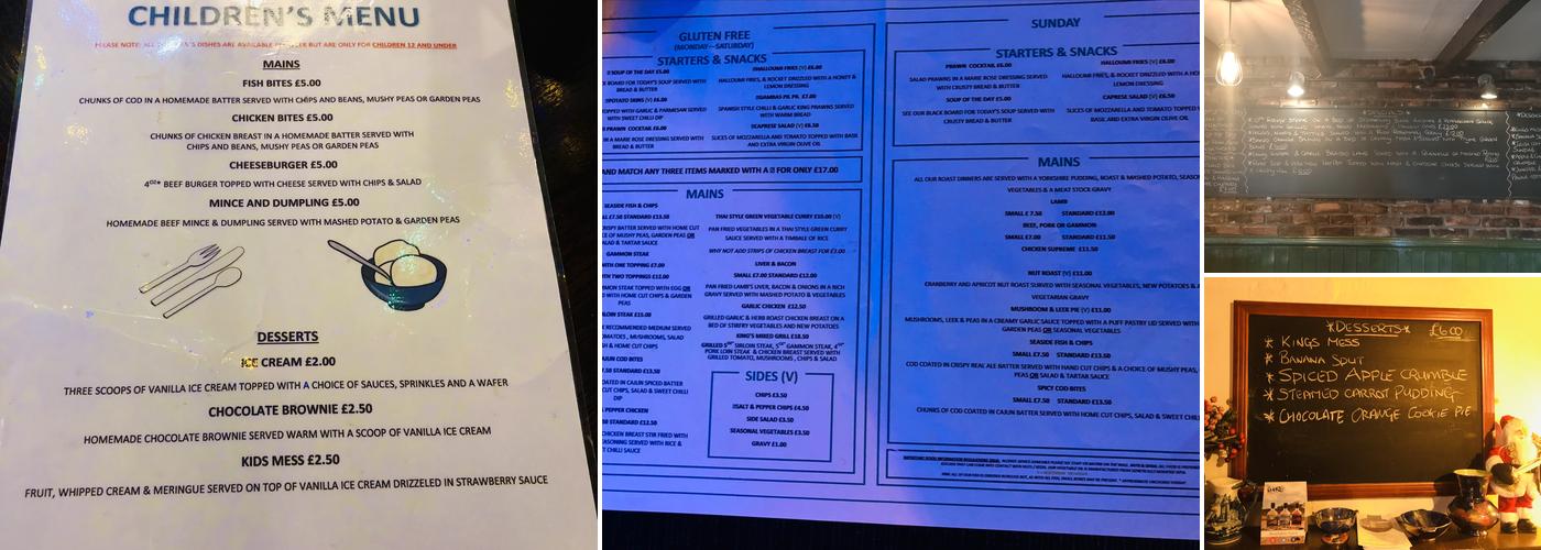 The King's Arms Menu