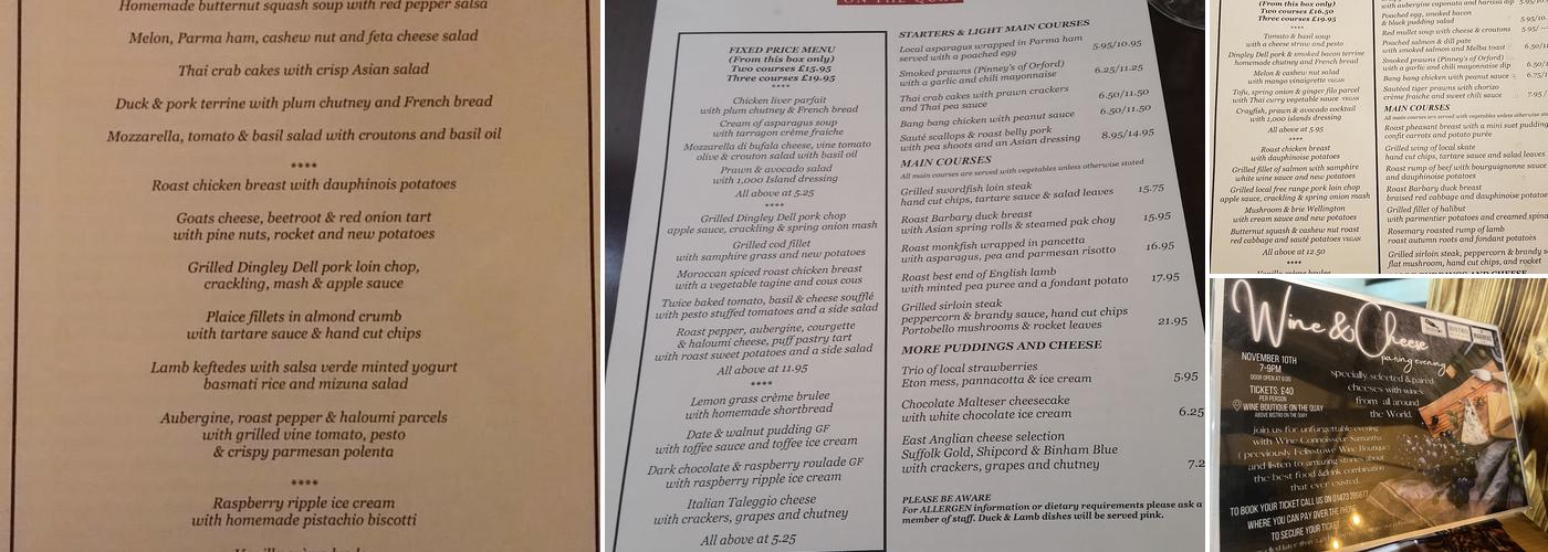 Bistro On The Quay Menu