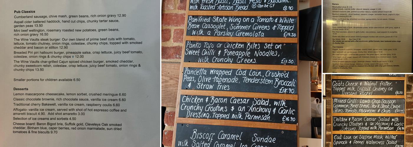 Wine vaults Bar And Restaurant Menu