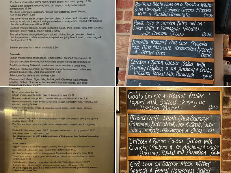 Wine vaults Bar And Restaurant Menu