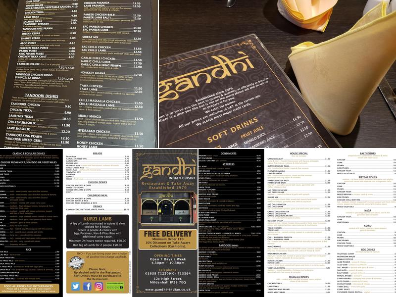 Gandhi Indian Cuisine Menu