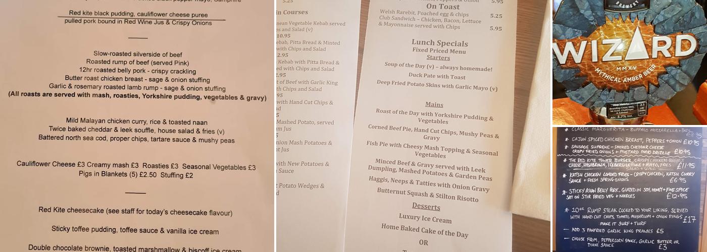 The Red Kite Menu