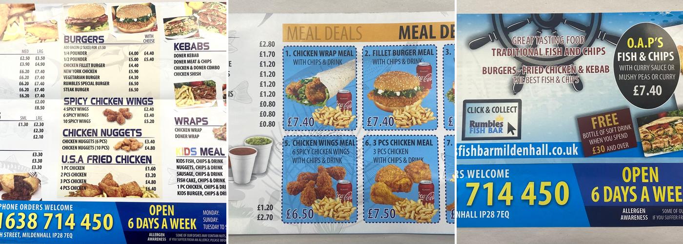 Rumbles Fish Bar Menu