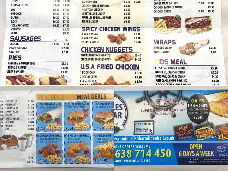 Rumbles Fish Bar Menu