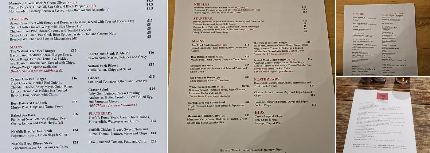 The Walnut Tree Menu